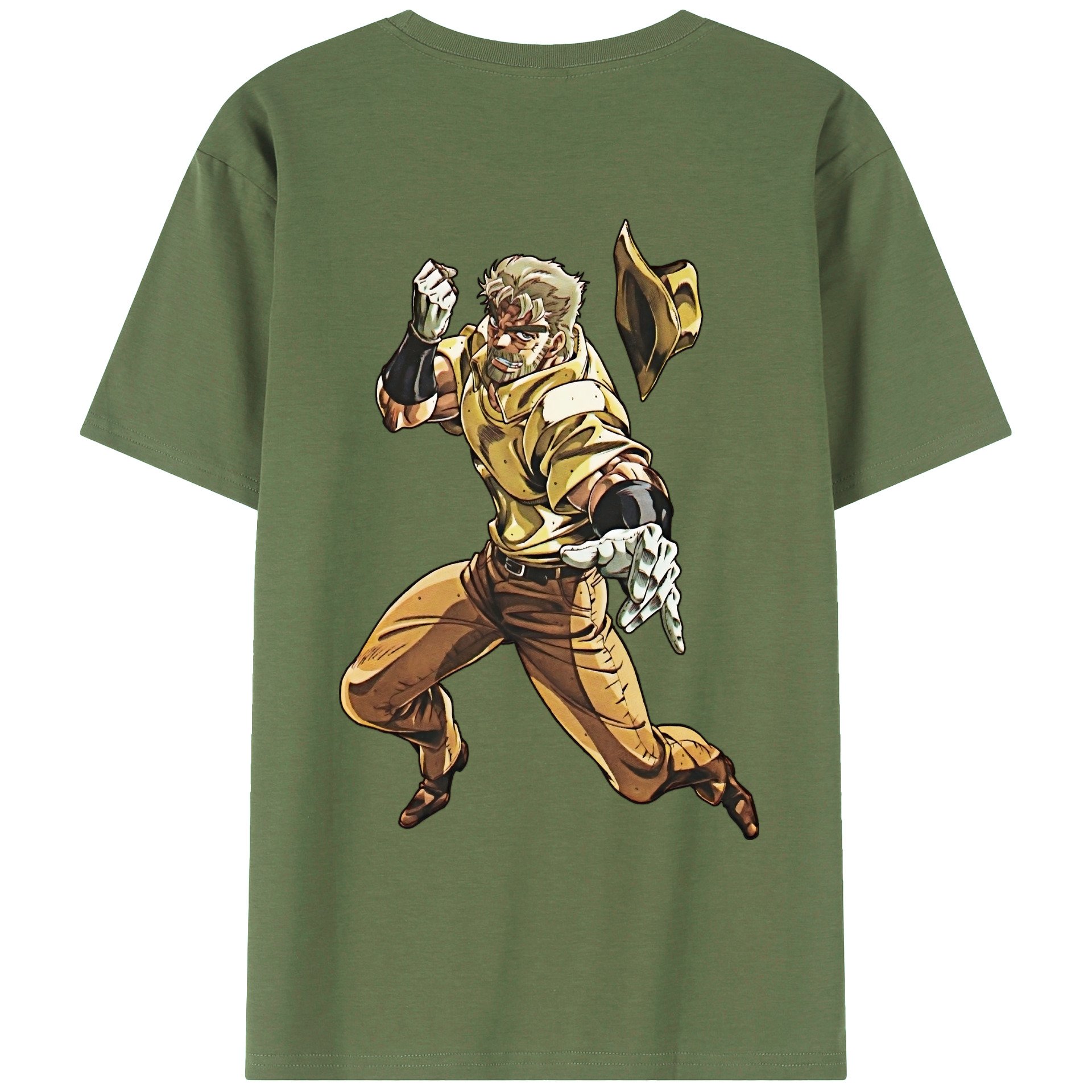 （画像用） ジョジョの奇妙な冒険 ジョセフ?ジョースター JoJo's Bizarre Adventure Joseph Joestar 綿100％ メンズ半袖Tシャツ（バックプリント） 通気性